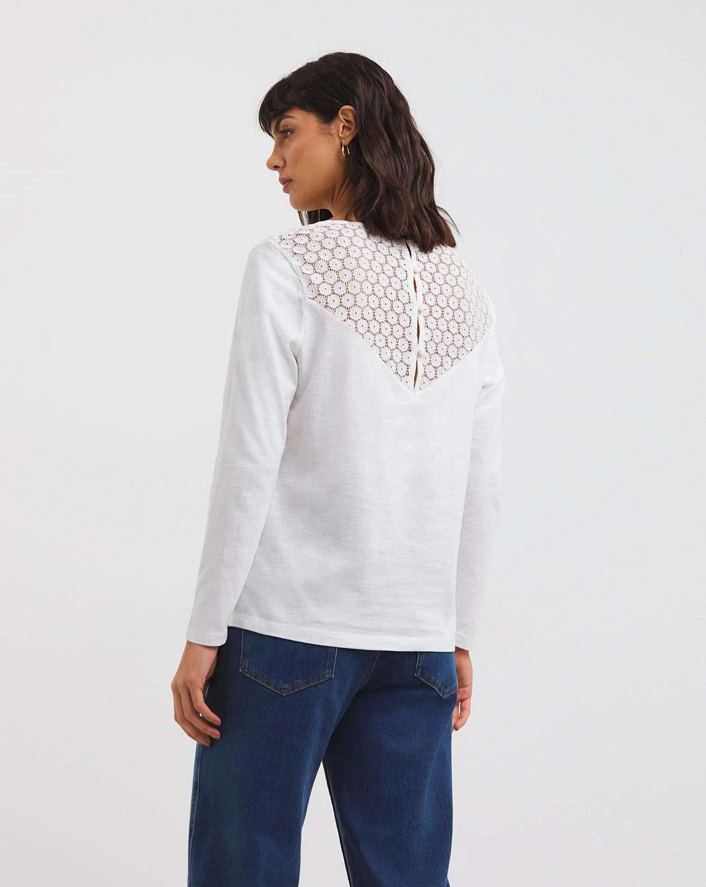 Ivory Crochet Back Long Sleeve Top 4 Ivory Crochet Back Long Sleeve Top - Image 4