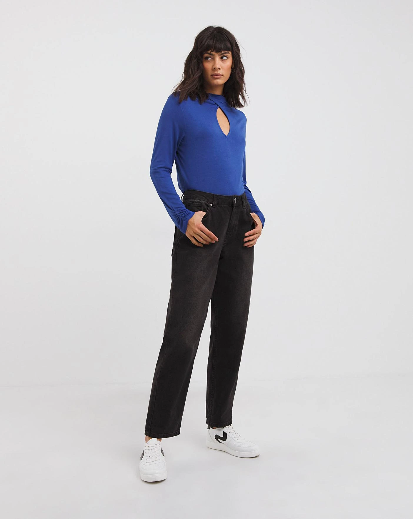 High Neck Blue Cut Out Detail Top 4 High Neck Blue Cut Out Detail Top - Image 4