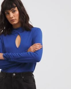 High Neck Blue Cut Out Detail Top 6 High Neck Blue Cut Out Detail Top -JD Williams Shop x01fz675728w