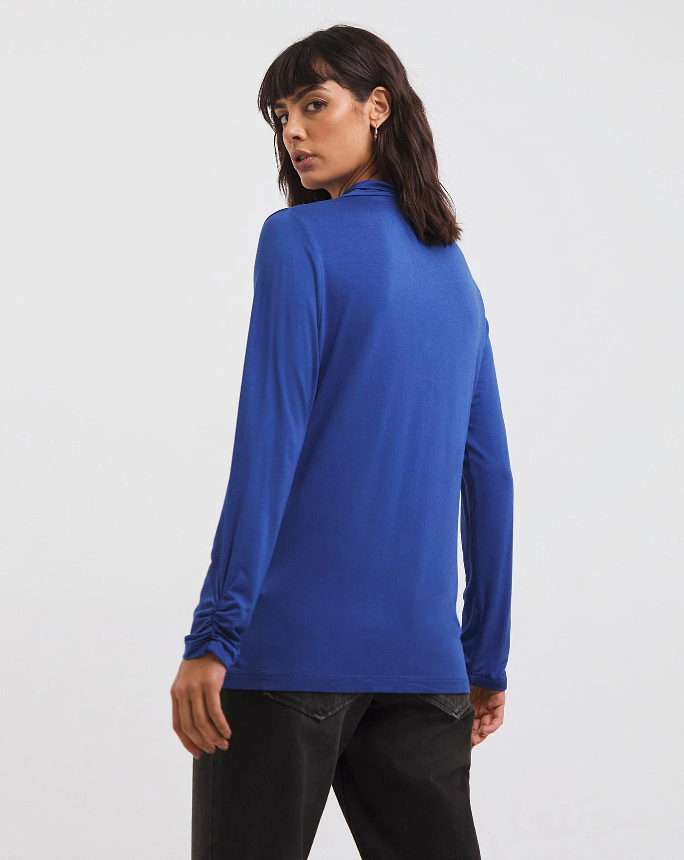 High Neck Blue Cut Out Detail Top 2 High Neck Blue Cut Out Detail Top - Image 2