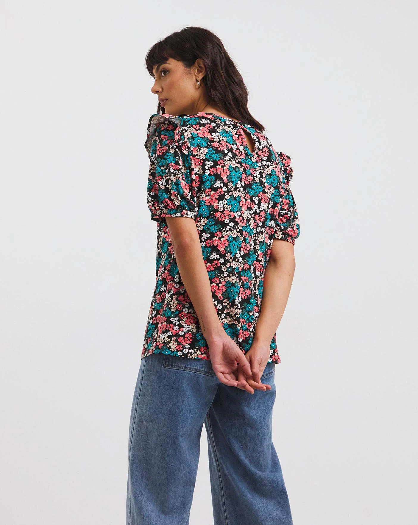 Shirred Yoke Frill Shoulder Top 3 Shirred Yoke Frill Shoulder Top - Image 3