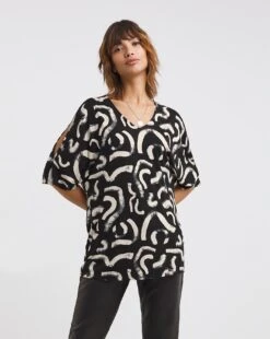 Mono Print Cold Shoulder Relaxed Tunic 6 Mono Print Cold Shoulder Relaxed Tunic -JD Williams Shop x01fz729707w