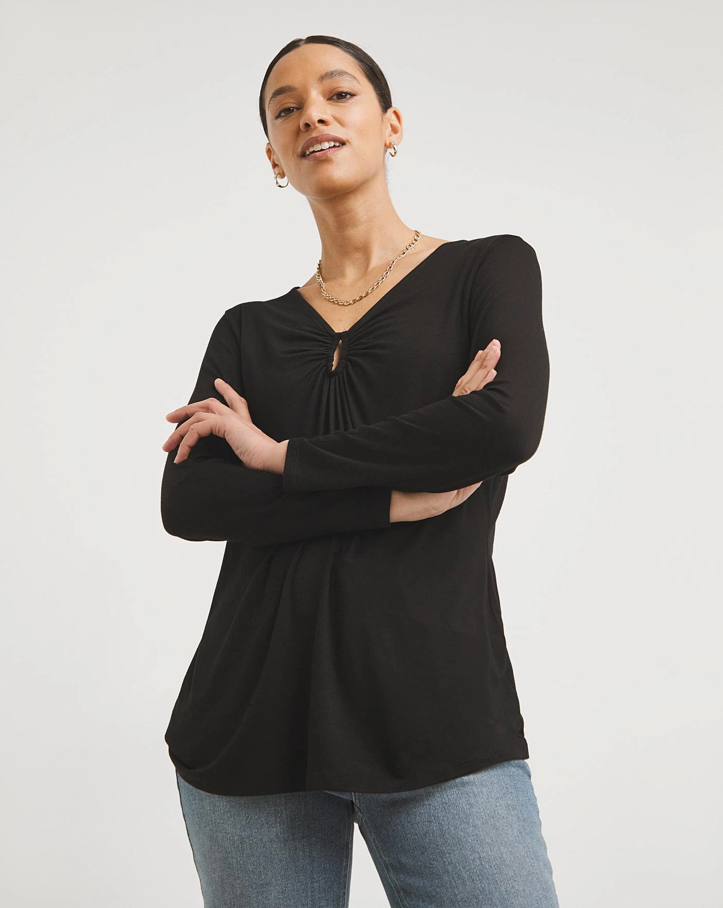 Front Keyhole Detail Long Sleeve Top 1 Front Keyhole Detail Long Sleeve Top
