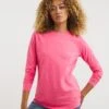 Pink Cotton Slub Raglan Sleeve Top