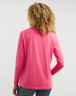 Pink Cotton Slub Raglan Sleeve Top -JD Williams Shop x01fz820747w