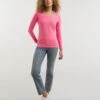 Basic Cotton V-Neck Long Sleeve T-Shirt