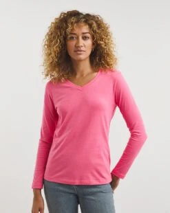 Basic Cotton V-Neck Long Sleeve T-Shirt -JD Williams Shop x01fz937733w
