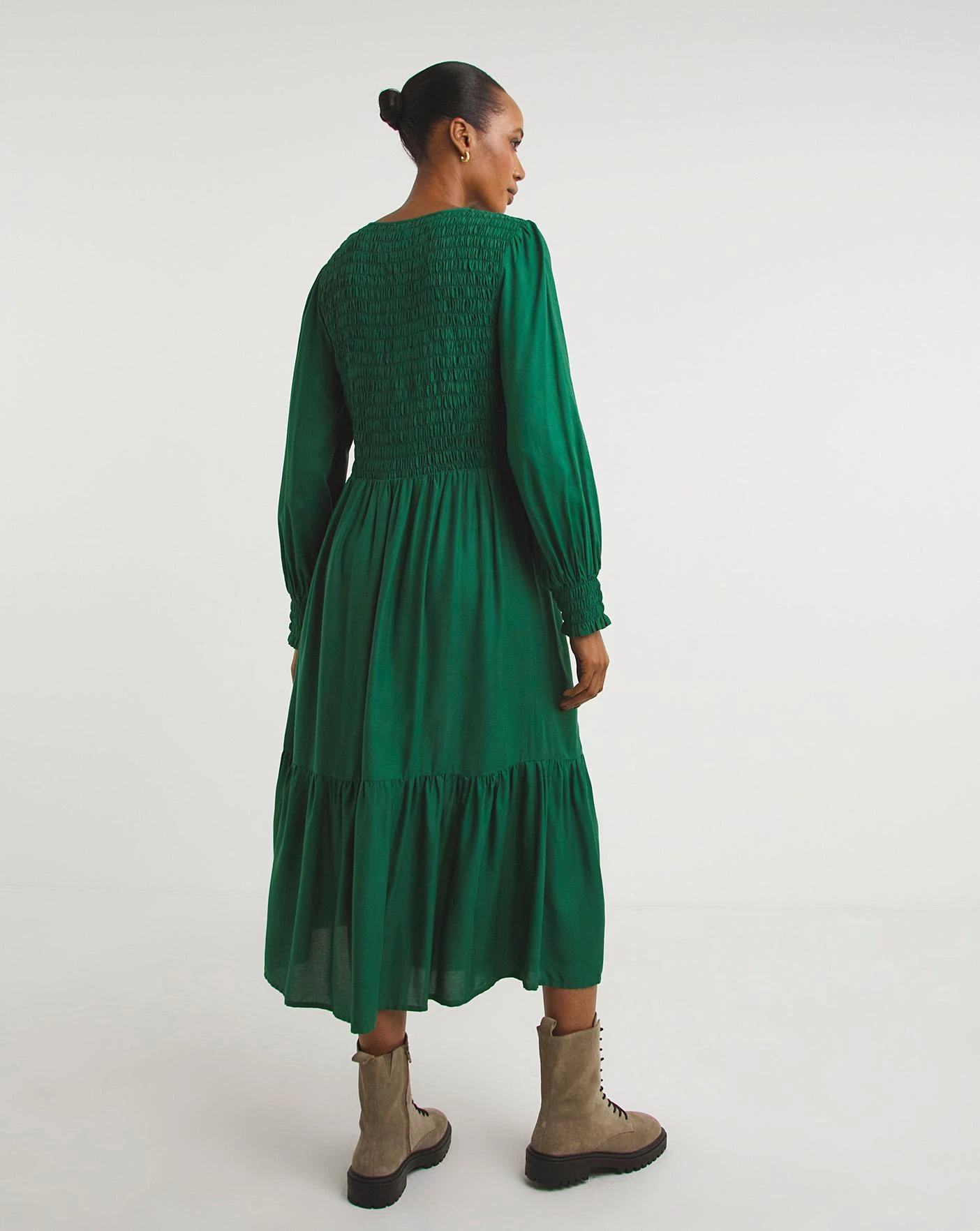 Zip Front Shirred Bodice Smock Dress 4 Zip Front Shirred Bodice Smock Dress - Image 4