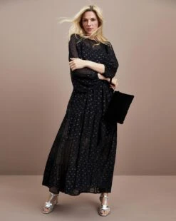 Silver Dobby Spot Smock Dress