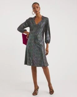 Foil Print Soft Touch Jersey Swing Dress