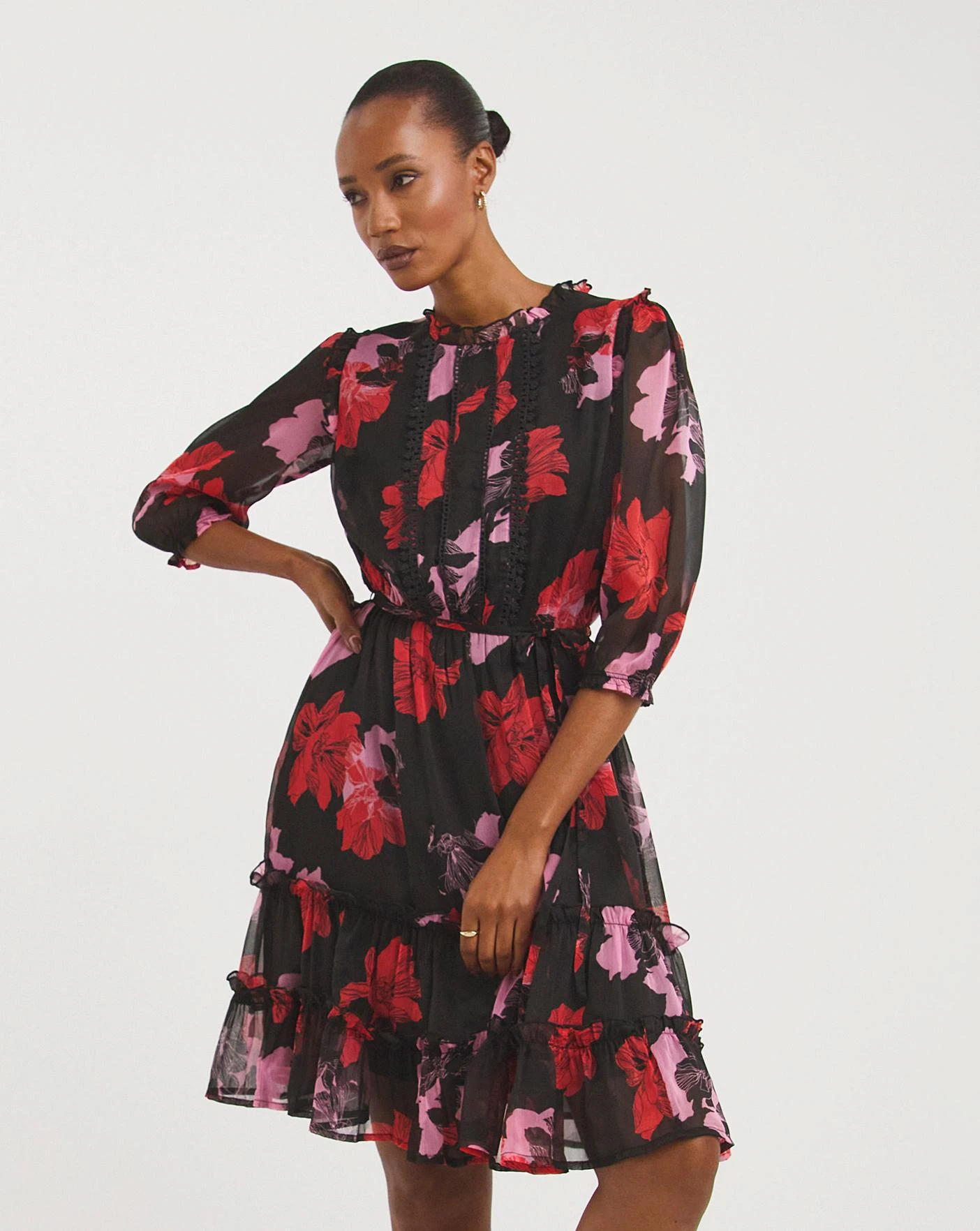 Lace Trim Waisted Tea Dress 1 Lace Trim Waisted Tea Dress