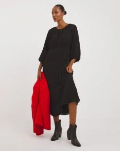 Textured Tie Back Smock Dress