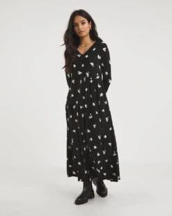 Asymmetric Tiered Maxi Jersey Dress