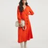 Asymmetric Wrap Button Tea Dress