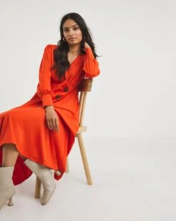 Asymmetric Wrap Button Tea Dress -JD Williams Shop x01gh899708w