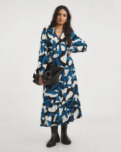 Balloon Sleeve Midi Smock Dress