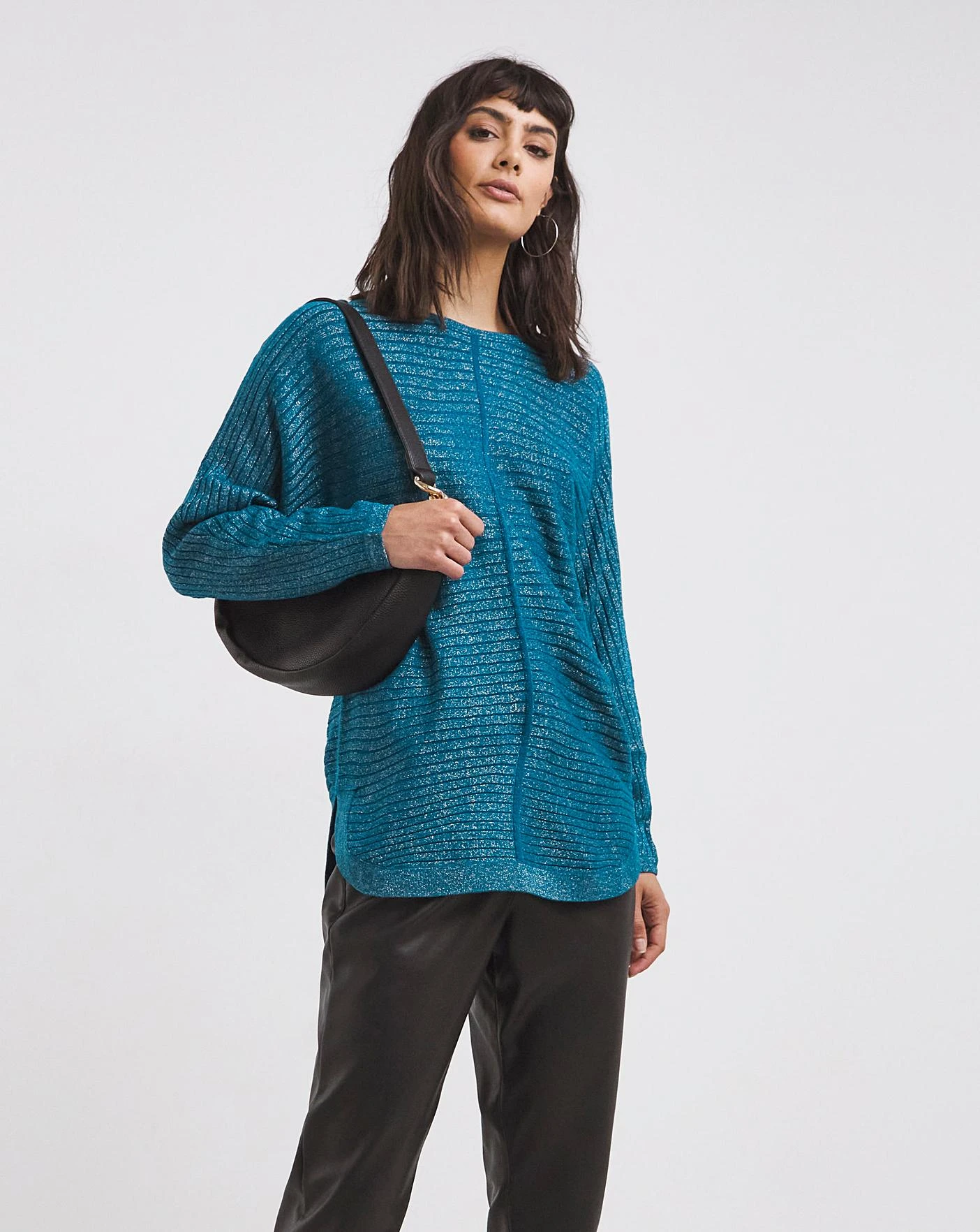 Teal Dolman Sleeve Curve Hem Tunic 1 Teal Dolman Sleeve Curve Hem Tunic