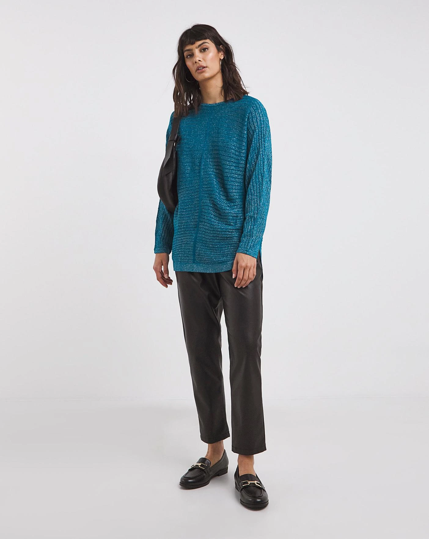 Teal Dolman Sleeve Curve Hem Tunic 2 Teal Dolman Sleeve Curve Hem Tunic - Image 2