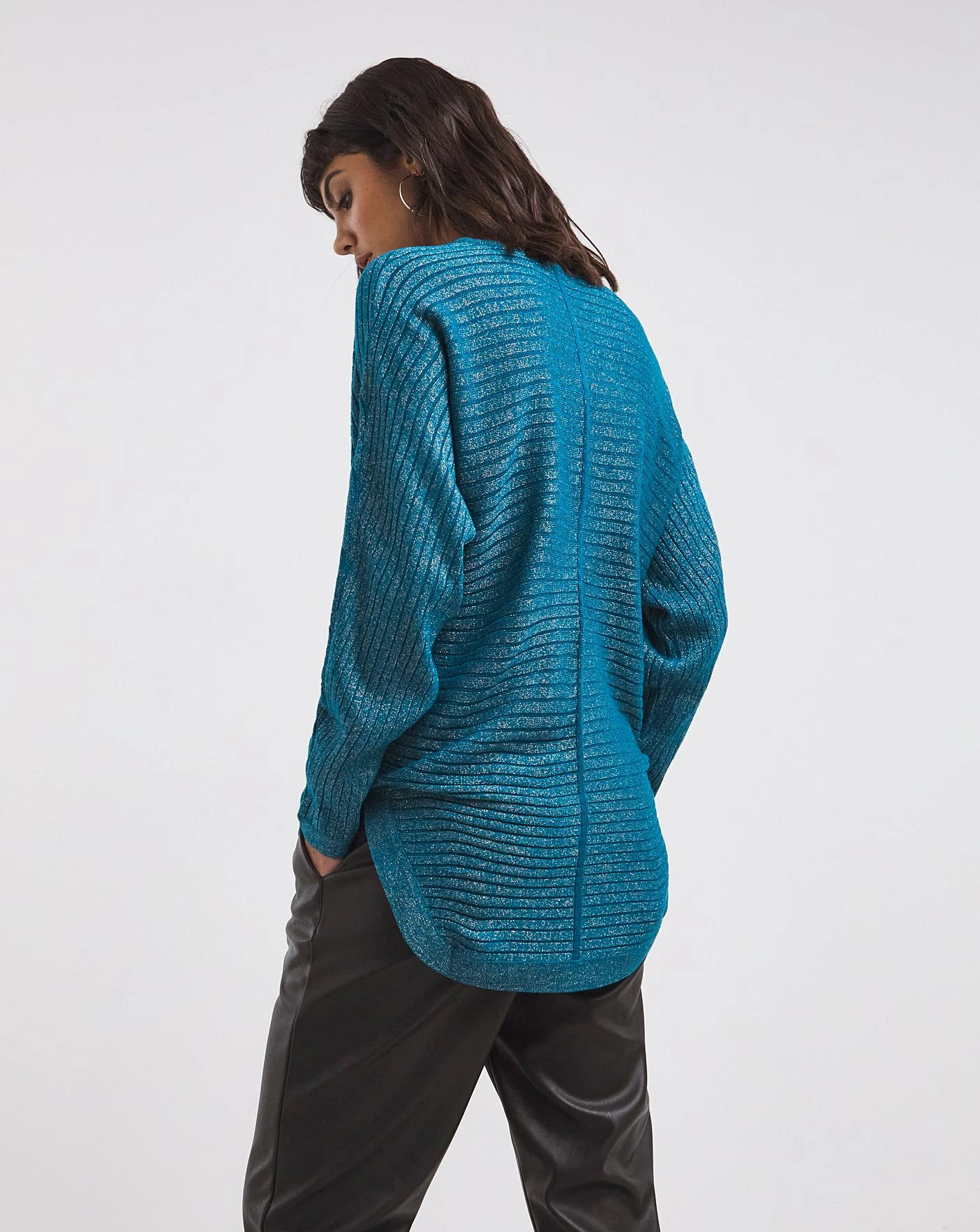 Teal Dolman Sleeve Curve Hem Tunic 3 Teal Dolman Sleeve Curve Hem Tunic - Image 3