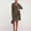 Jersey Glitter Knot Front Wrap Dress