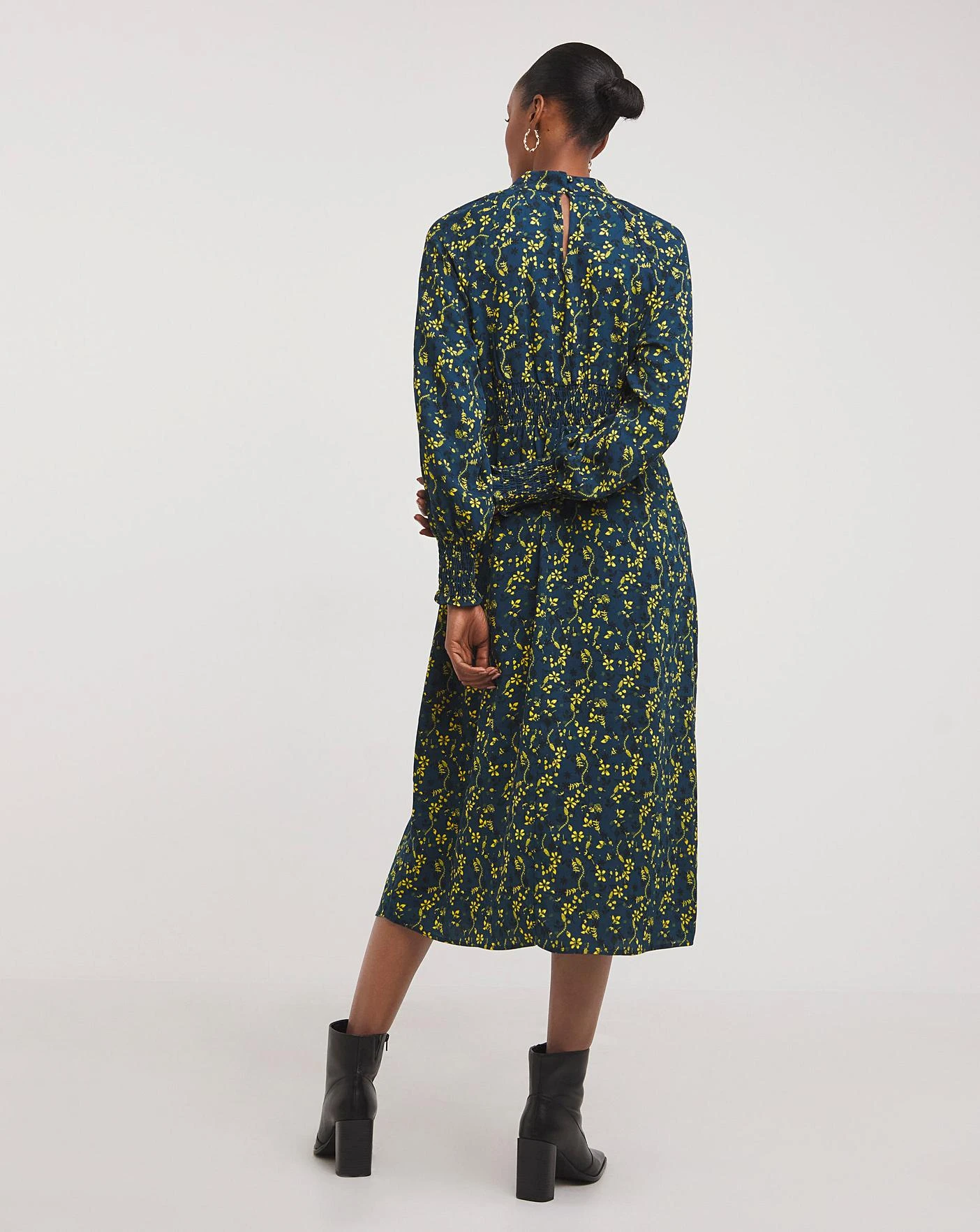 Balloon Sleeve Keyhole Neck Dress 2 Balloon Sleeve Keyhole Neck Dress - Image 2