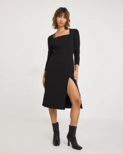 Marilyn Square Neck Scuba Crepe Dress