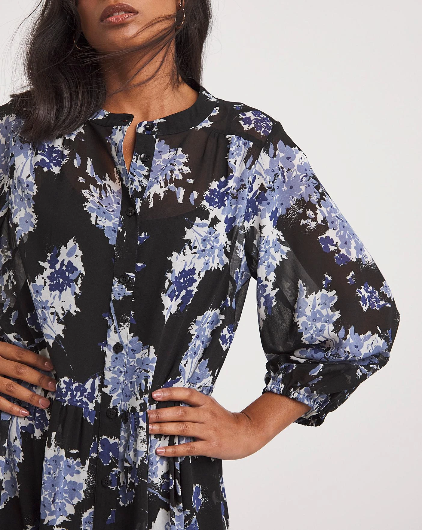 Georgette Tiered Midi Smock Dress 4 Georgette Tiered Midi Smock Dress - Image 4