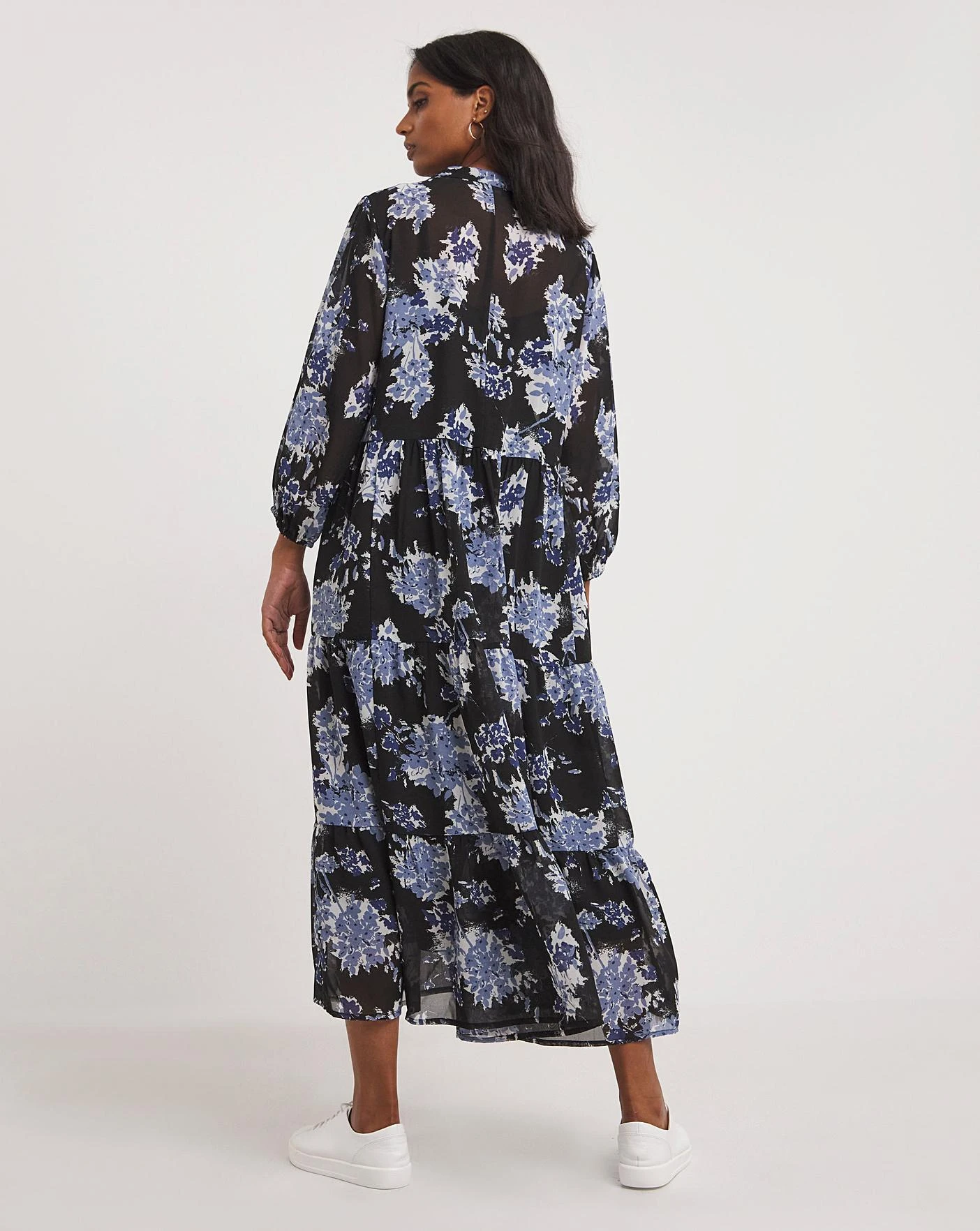 Georgette Tiered Midi Smock Dress 3 Georgette Tiered Midi Smock Dress - Image 3