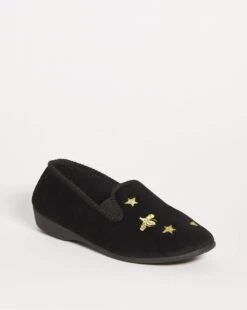 Embroidered Twin Gusset Slippers EEE Fit -JD Williams Shop x01pe213836s