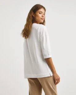 White Cotton Slub Seam Detail T-Shirt -JD Williams Shop x01qb247756w