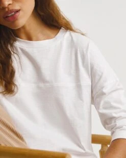 White Cotton Slub Seam Detail T-Shirt -JD Williams Shop x01qb247758w