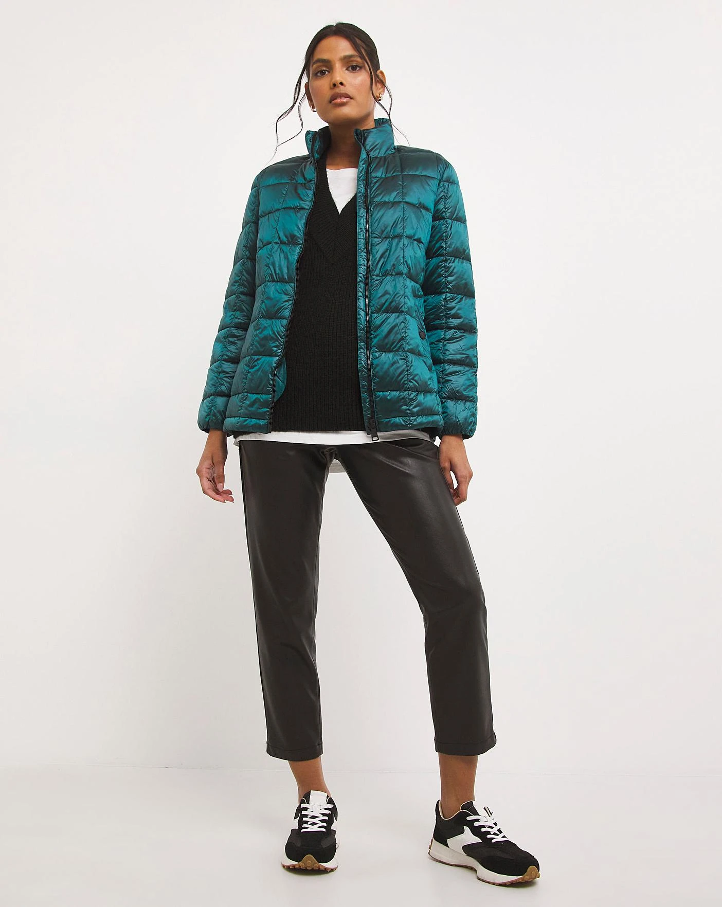 Green Lightweight Metallic Puffer 2 Green Lightweight Metallic Puffer - Image 2