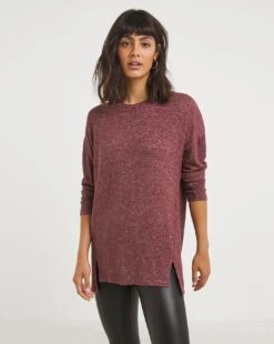 Burgundy Soft Touch Split Hem Tunic -JD Williams Shop x01ri227748w