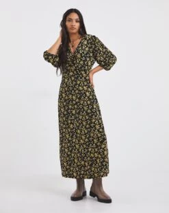 Ruched Front Jersey Midi Dress