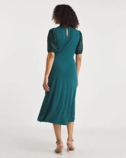 Lace Sleeve And Yoke Midi Tea Dress -JD Williams Shop x01rn080708w