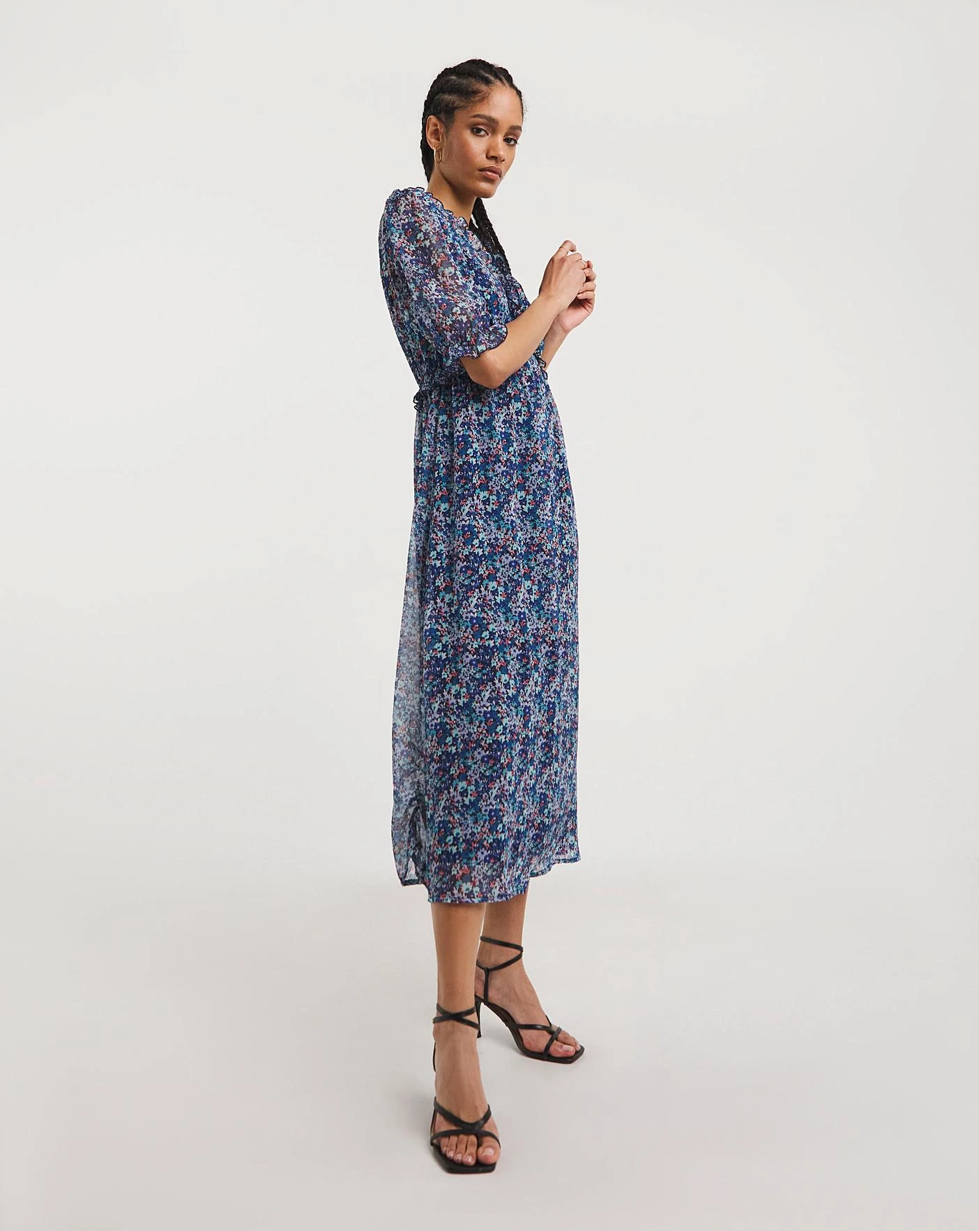 Midi Tea Dress With Frill Detail 2 Midi Tea Dress With Frill Detail - Image 2