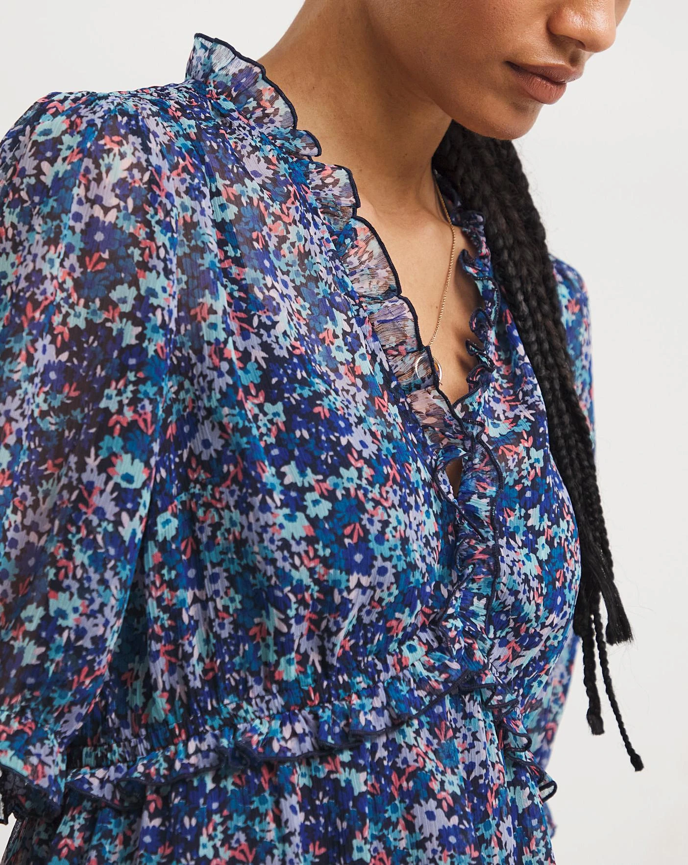 Midi Tea Dress With Frill Detail 4 Midi Tea Dress With Frill Detail - Image 4