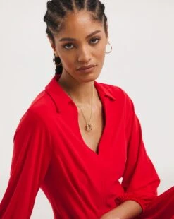 Waisted Dress With Open Neck & Collar -JD Williams Shop x01rn570726w