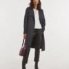 Dark Grey Suedette Longline Trench