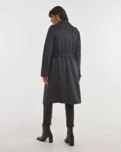 Dark Grey Suedette Longline Trench -JD Williams Shop x01ss259795w
