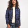 Navy Lightweight Metallic Puffer