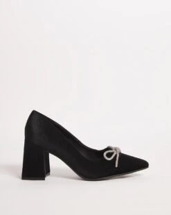 Velvet Block Heel Shoe E Fit