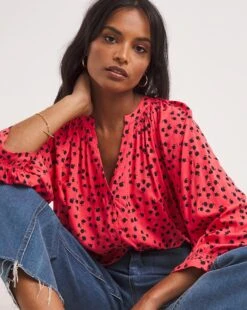 Shirred Detail Viscose Collarless Blouse -JD Williams Shop x01tu087705w