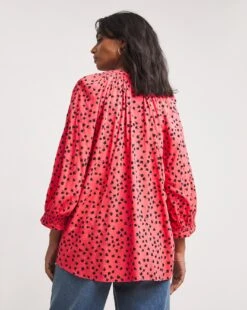 Shirred Detail Viscose Collarless Blouse -JD Williams Shop x01tu087708w