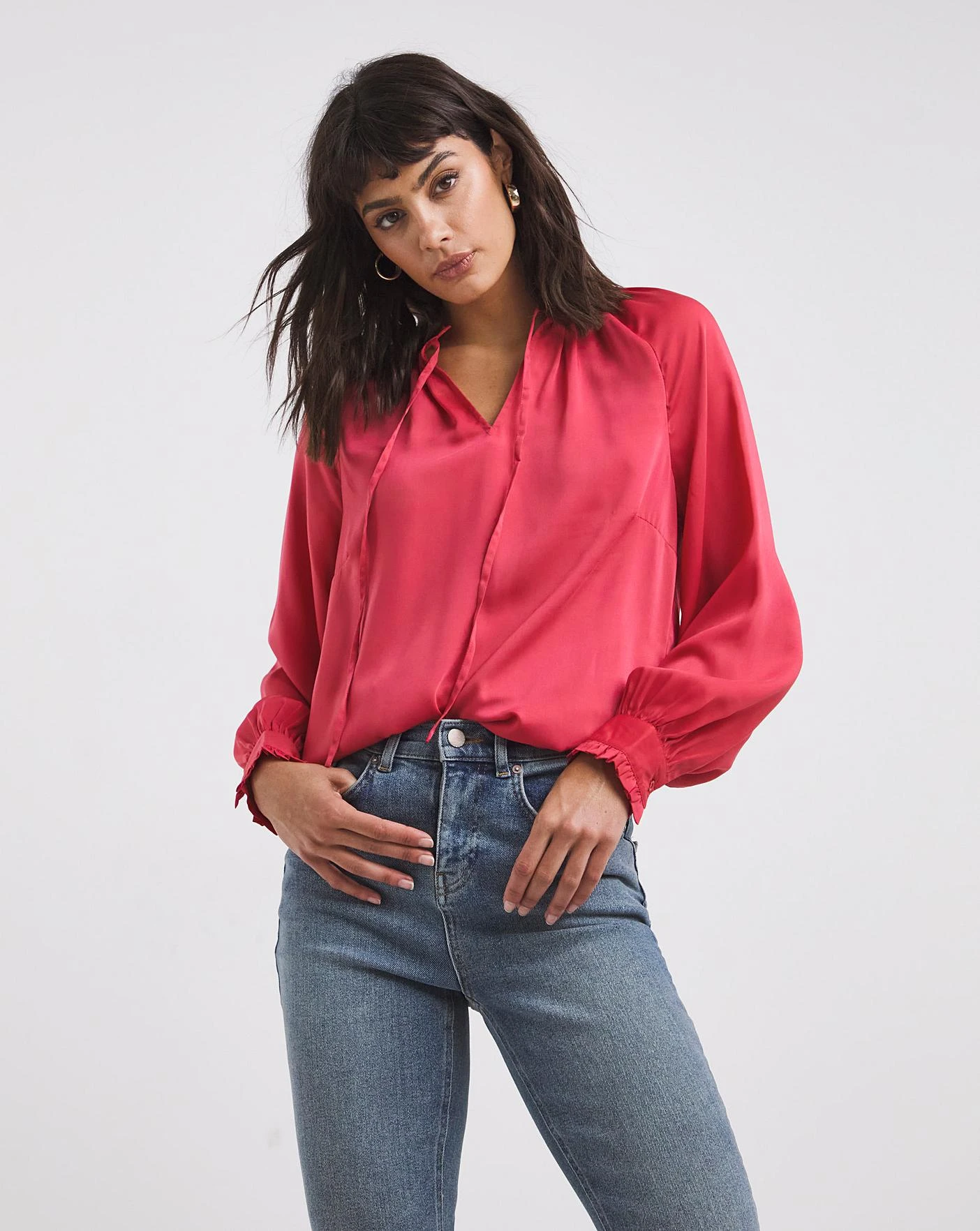 Satin Tie Neck Top 1 Satin Tie Neck Top
