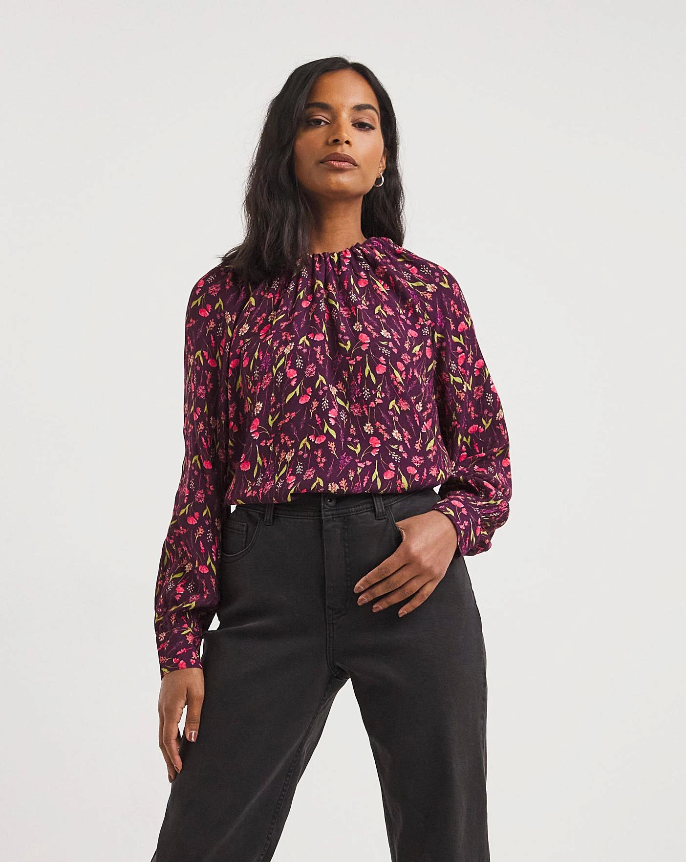 Ruched Tie Neck Top 1 Ruched Tie Neck Top