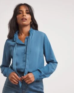 Frill Collar Tie Neck Top