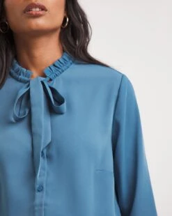 Frill Collar Tie Neck Top -JD Williams Shop x01tu146731w