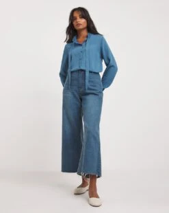 Frill Collar Tie Neck Top -JD Williams Shop x01tu146732w