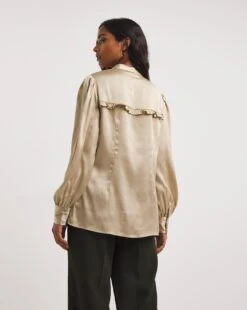 Textured Satin Frill Yoke Blouse -JD Williams Shop x01tu147758w